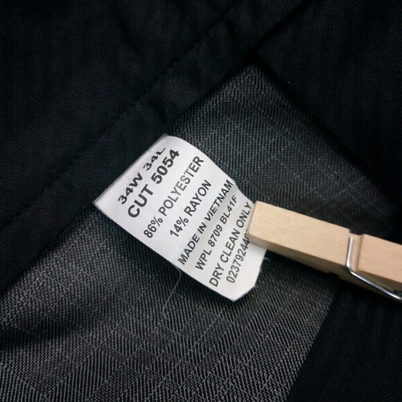 Billy London UK Gray Check Men's Dress Pants 34x33.5 Flat Front - Picture 8 of 9